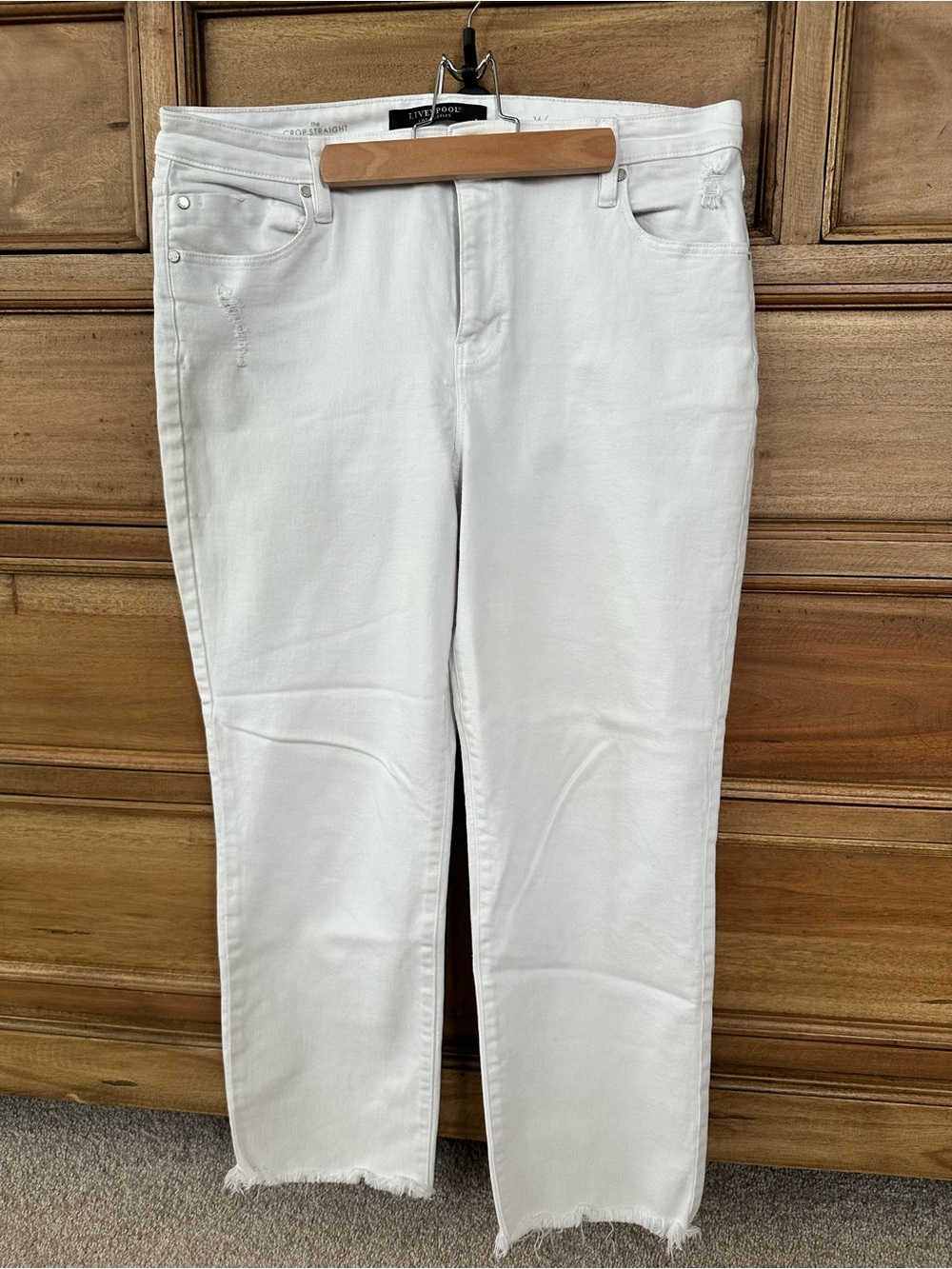 Liverpool Women’s White Cropped Straight-Leg Jeans